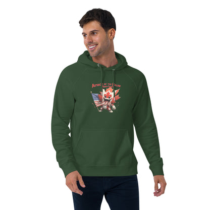Maple Mayhem Unisex eco raglan hoodie  from Rare Plus Apparel – unique movie & pop culture inspired design.