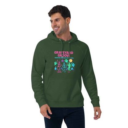 Graveyard Groove – Dancing Ghouls of the 80s Unisex hoodie eco raglan