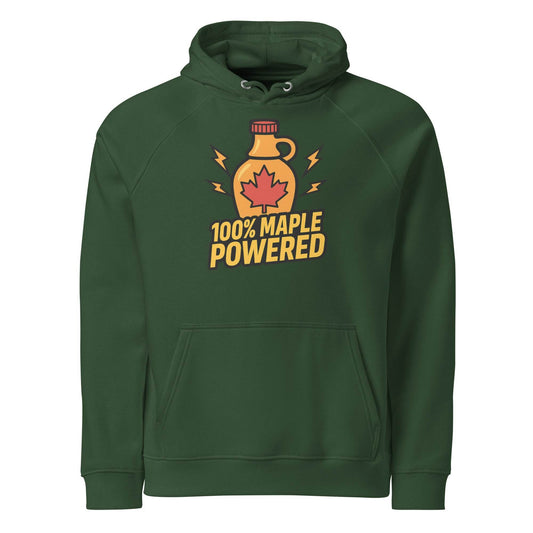 100% Maple Powered Unisex eco raglan hoodie  from Rare Plus Apparel – unique movie & pop culture inspired design.