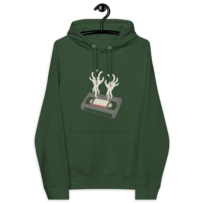 Cursed Media Unisex eco raglan hoodie  from Rare Plus Apparel – unique movie & pop culture inspired design.