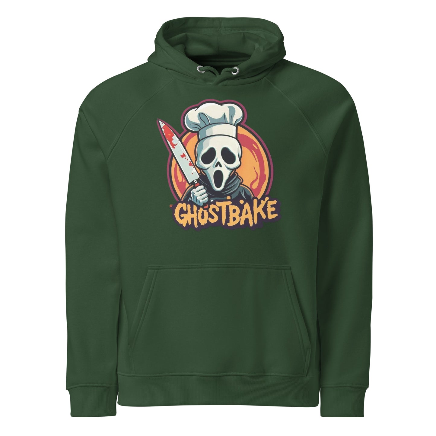 GhostBake Unisex eco raglan hoodie  from Rare Plus Apparel – unique movie & pop culture inspired design.