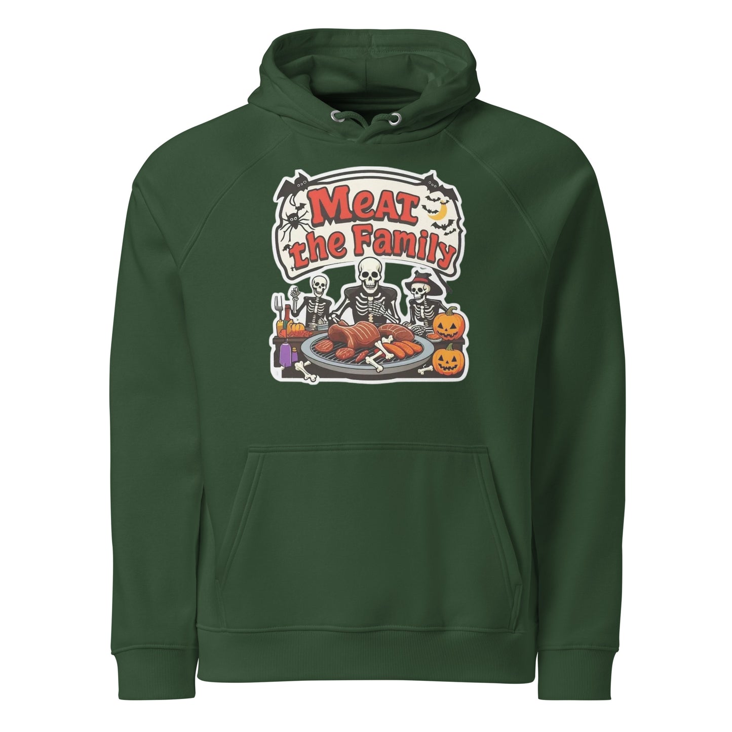Meat The Family Unisex eco raglan hoodie  from Rare Plus Apparel – unique movie & pop culture inspired design.
