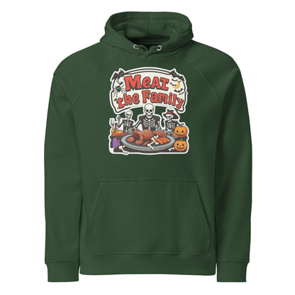Meat The Family Unisex eco raglan hoodie  from Rare Plus Apparel – unique movie & pop culture inspired design.