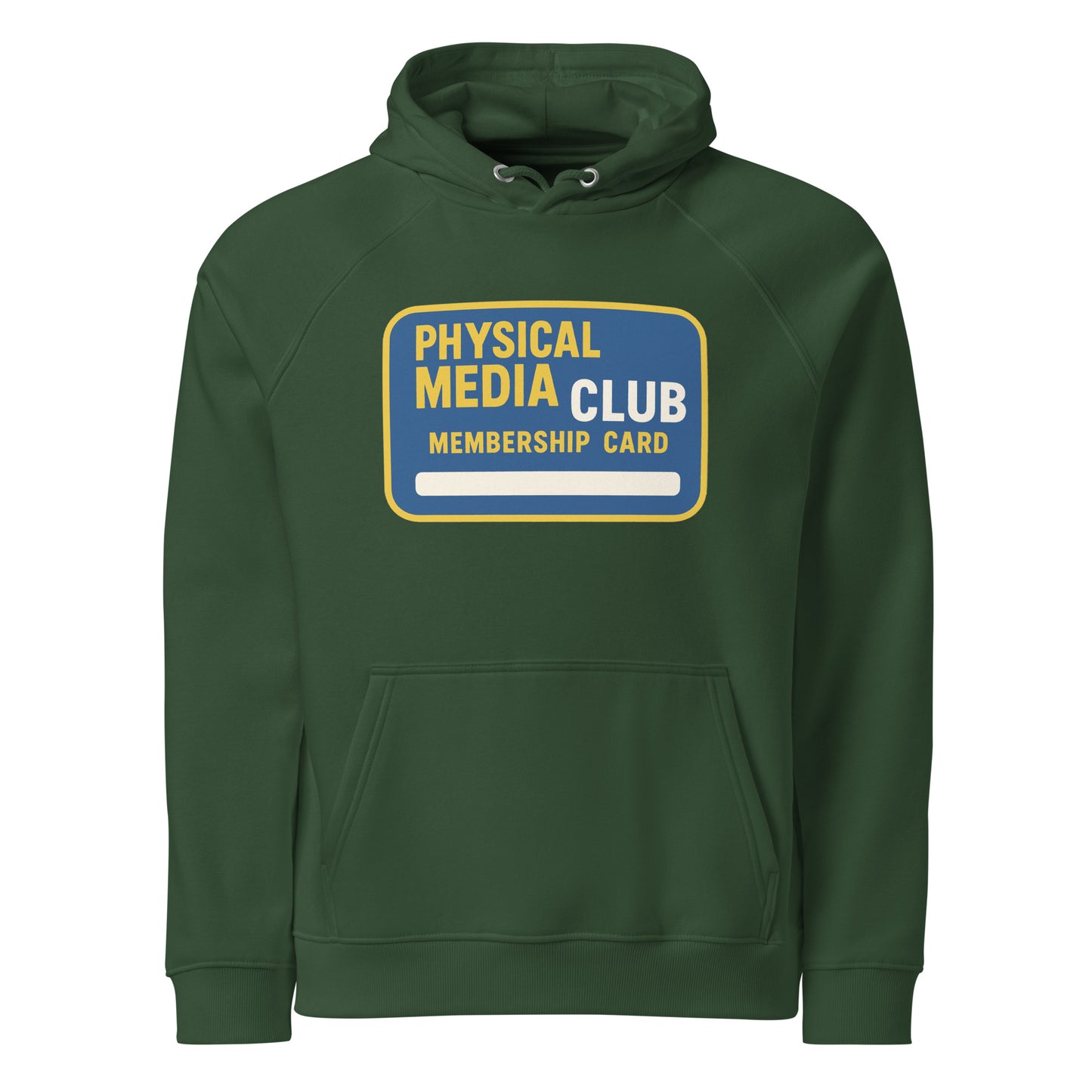 Physical Media Club Unisex eco raglan hoodie  from Rare Plus Apparel – unique movie & pop culture inspired design.