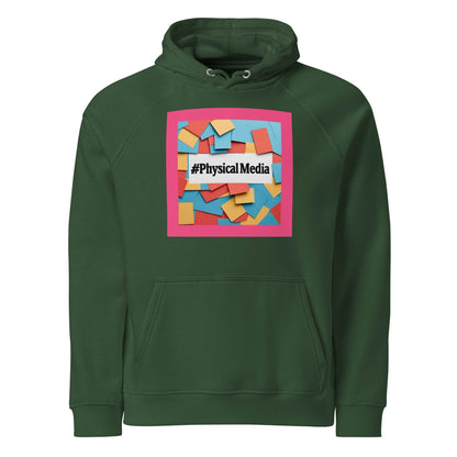 #PhysicalMedia Unisex eco raglan hoodie  from Rare Plus Apparel – unique movie & pop culture inspired design.