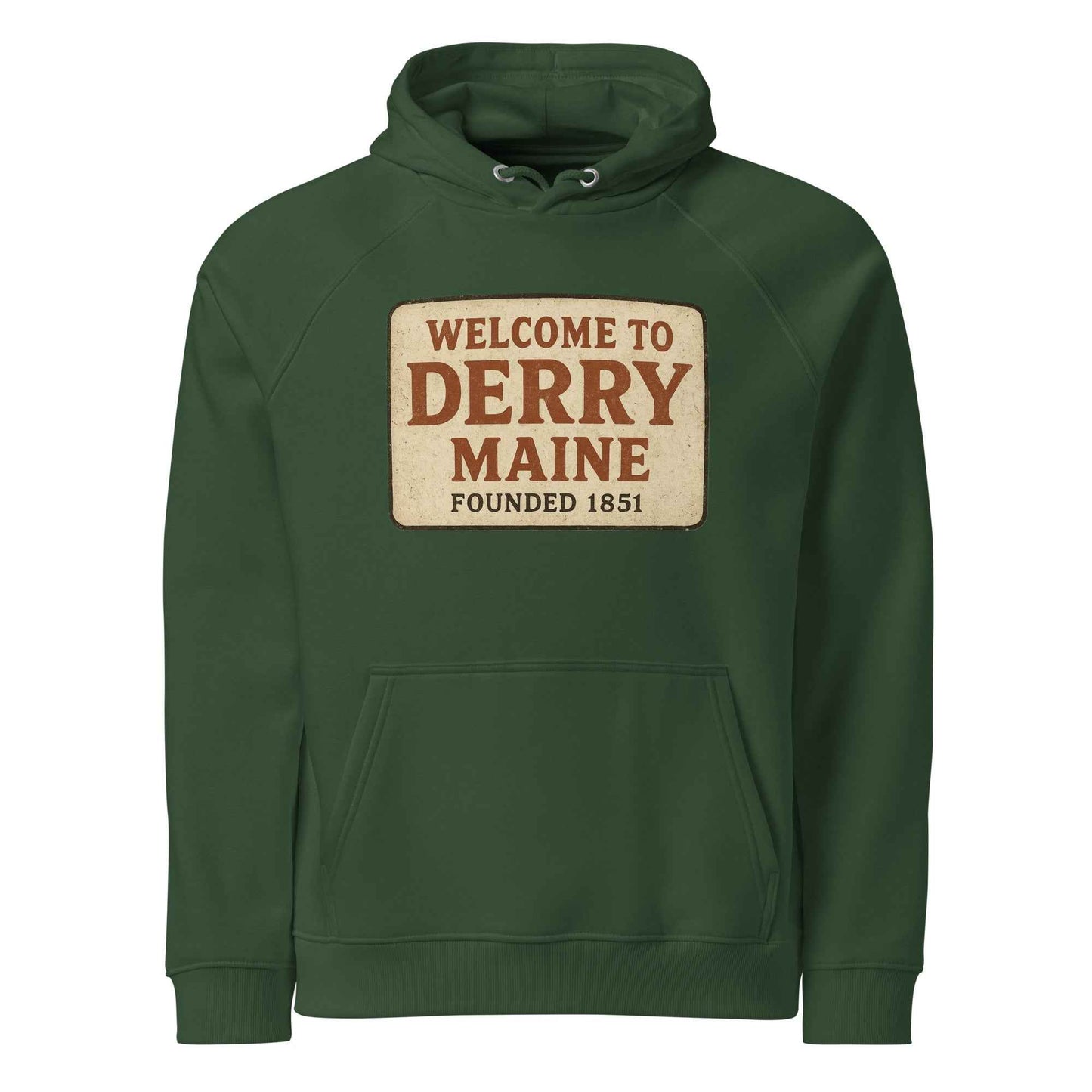 Welcome to Derry, Maine: Founded 1851 Unisex eco raglan hoodie