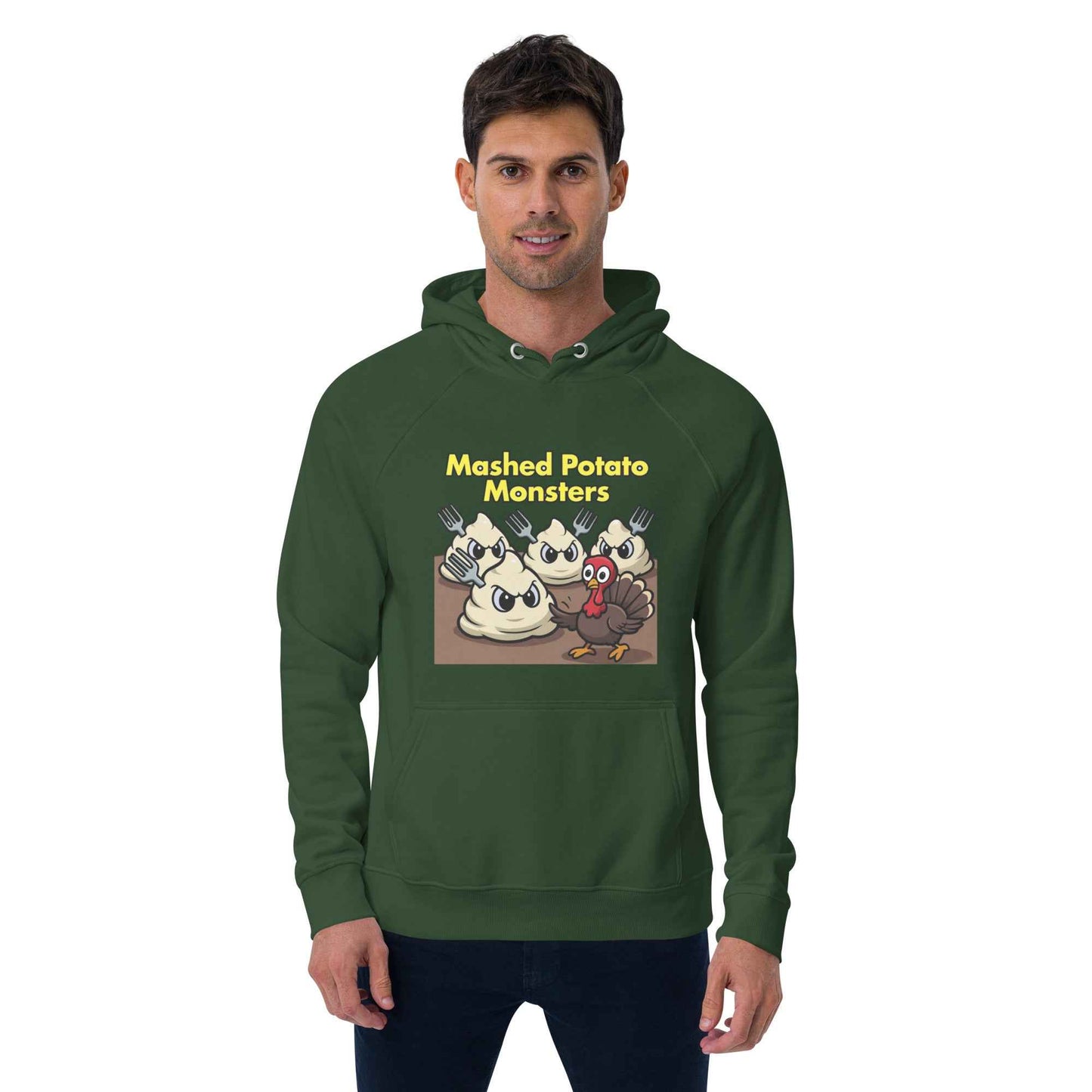 Mashed Potato Monsters Unisex eco raglan hoodie