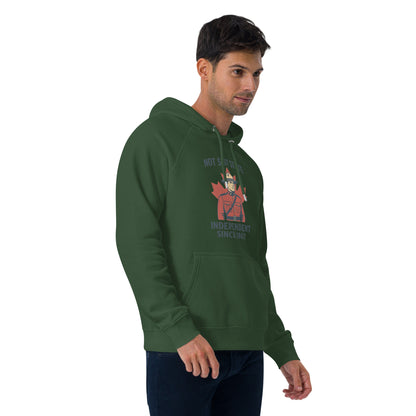 Not 51st State Mountie Unisex eco raglan hoodie  from Rare Plus Apparel – unique movie & pop culture inspired design.