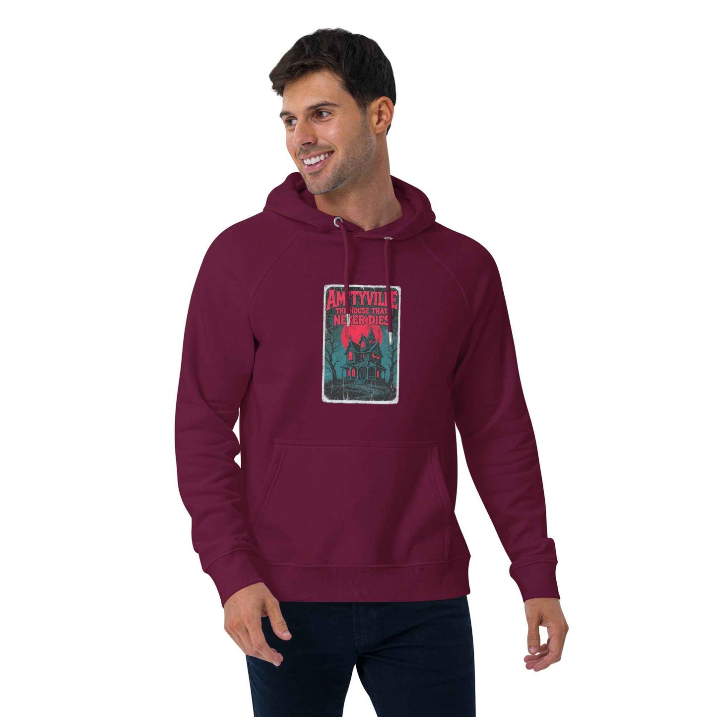 Amityville — The House That Never Dies Unisex eco raglan hoodie