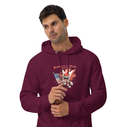Maple Mayhem Unisex eco raglan hoodie  from Rare Plus Apparel – unique movie & pop culture inspired design.