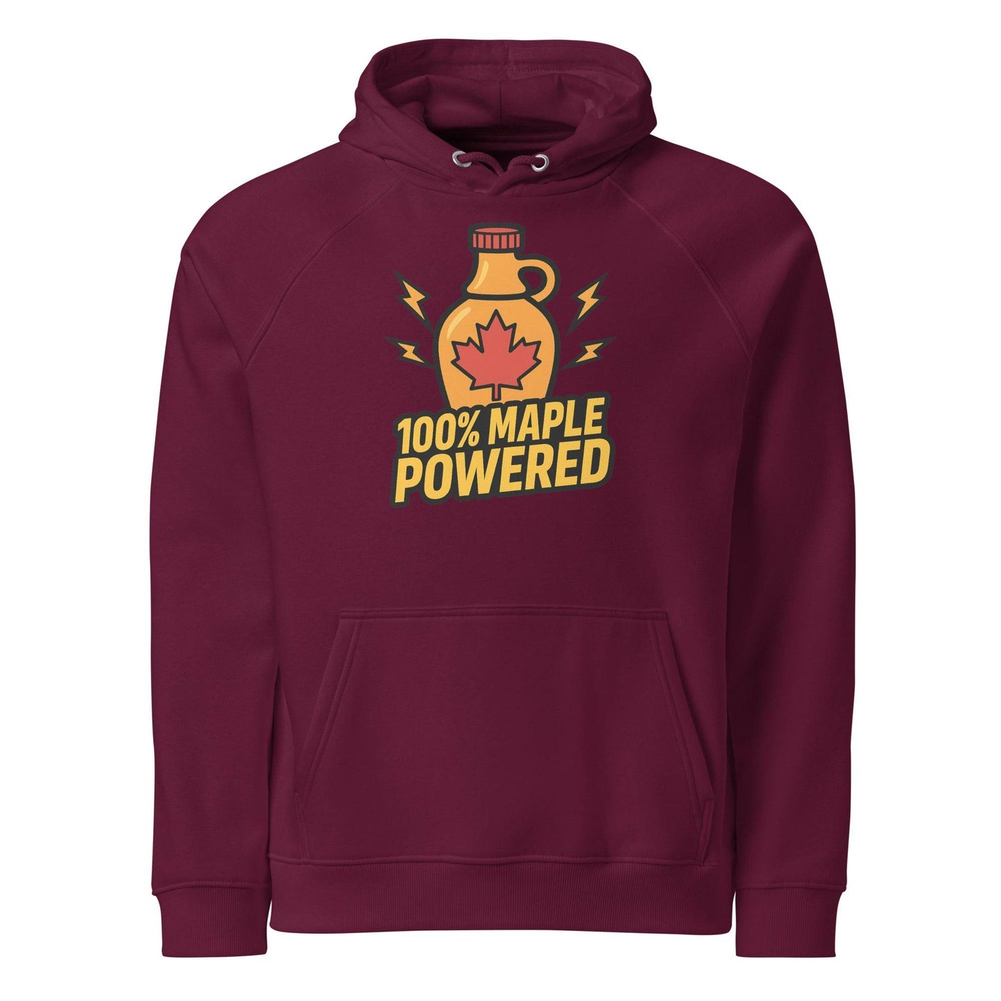 100% Maple Powered Unisex eco raglan hoodie  from Rare Plus Apparel – unique movie & pop culture inspired design.