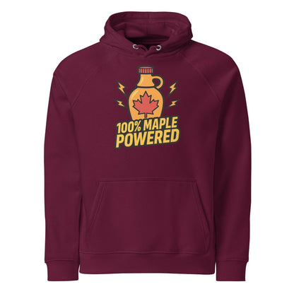 100% Maple Powered Unisex eco raglan hoodie  from Rare Plus Apparel – unique movie & pop culture inspired design.