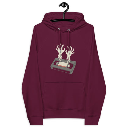 Cursed Media Unisex eco raglan hoodie  from Rare Plus Apparel – unique movie & pop culture inspired design.