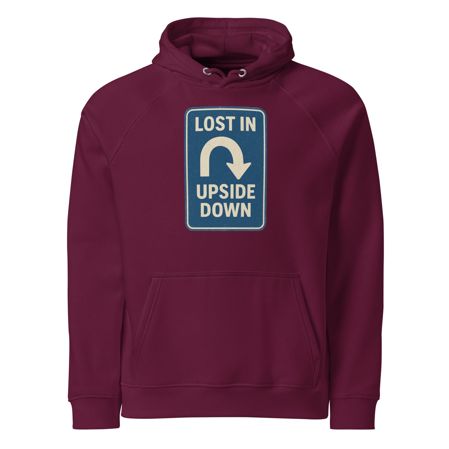Lost in the Upside Down Unisex eco raglan hoodie  from Rare Plus Apparel – unique movie & pop culture inspired design.