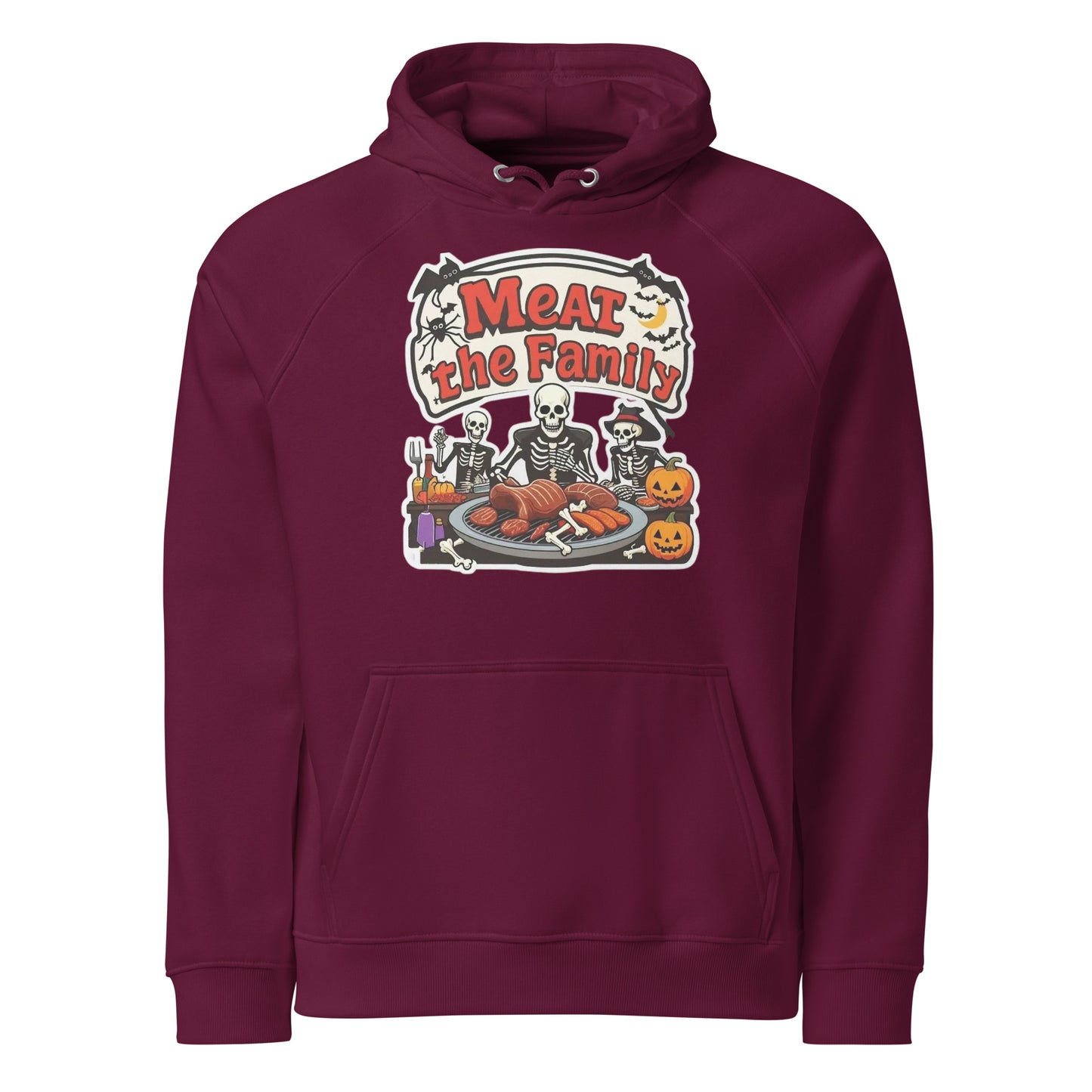 Meat The Family Unisex eco raglan hoodie  from Rare Plus Apparel – unique movie & pop culture inspired design.