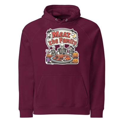 Meat The Family Unisex eco raglan hoodie  from Rare Plus Apparel – unique movie & pop culture inspired design.