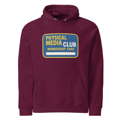 Physical Media Club Unisex eco raglan hoodie  from Rare Plus Apparel – unique movie & pop culture inspired design.