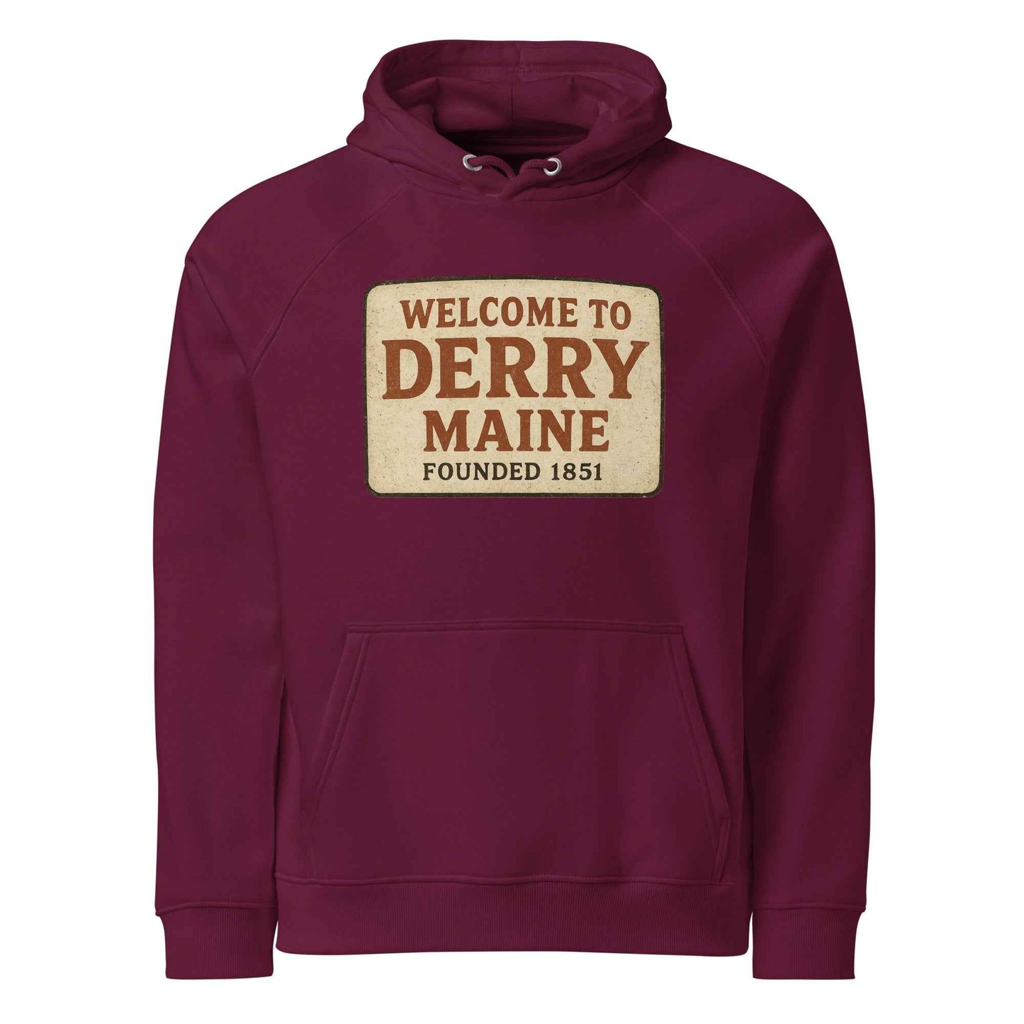Welcome to Derry, Maine: Founded 1851 Unisex eco raglan hoodie