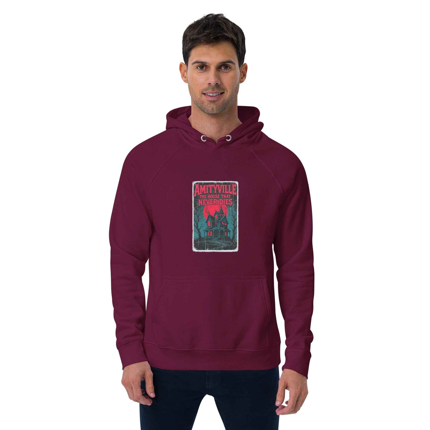Amityville — The House That Never Dies Unisex eco raglan hoodie