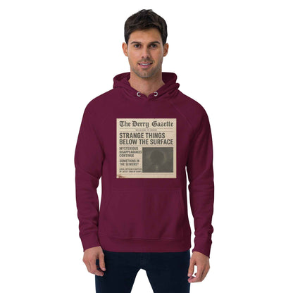 The Derry Gazette “Strange Things Below the Surface” Unisex eco raglan hoodie