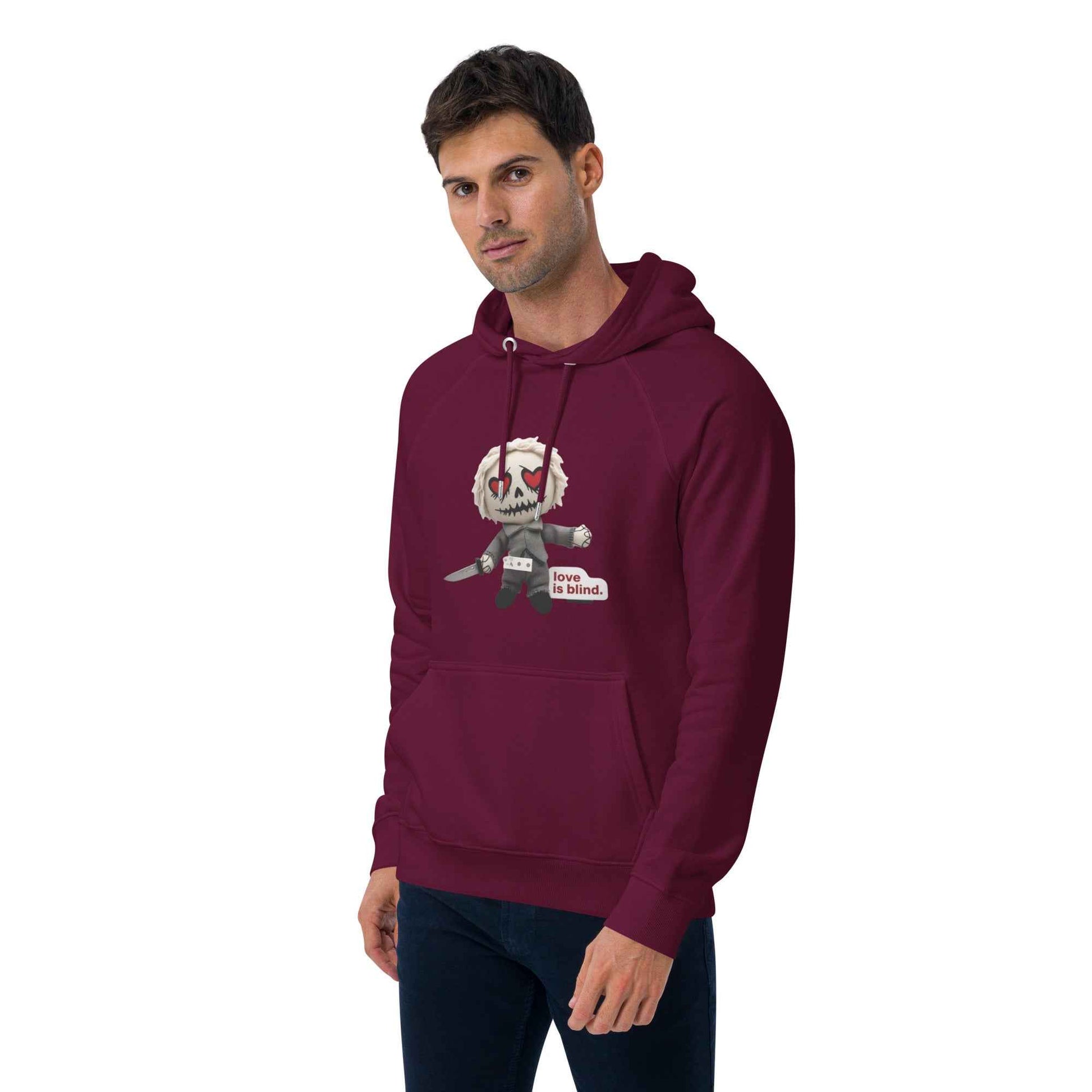 Heart Eyes Love is Blind Unisex eco raglan hoodie