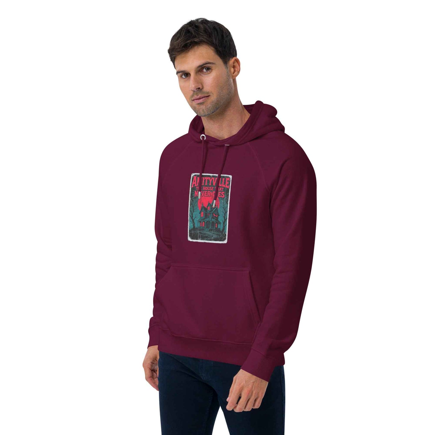 Amityville — The House That Never Dies Unisex eco raglan hoodie