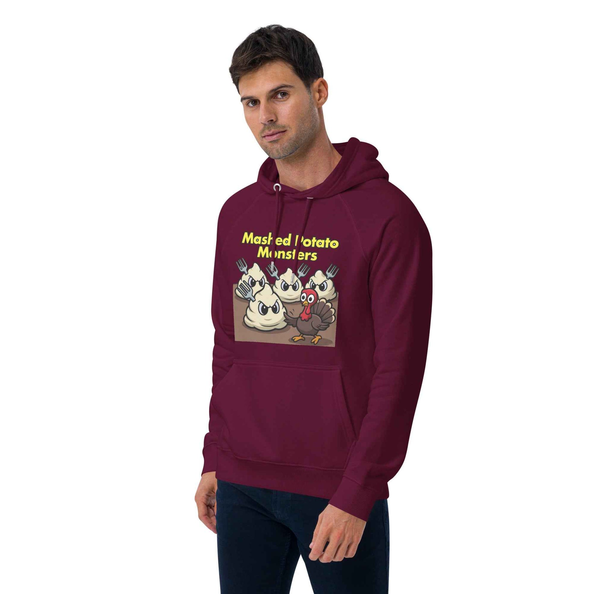 Mashed Potato Monsters Unisex eco raglan hoodie