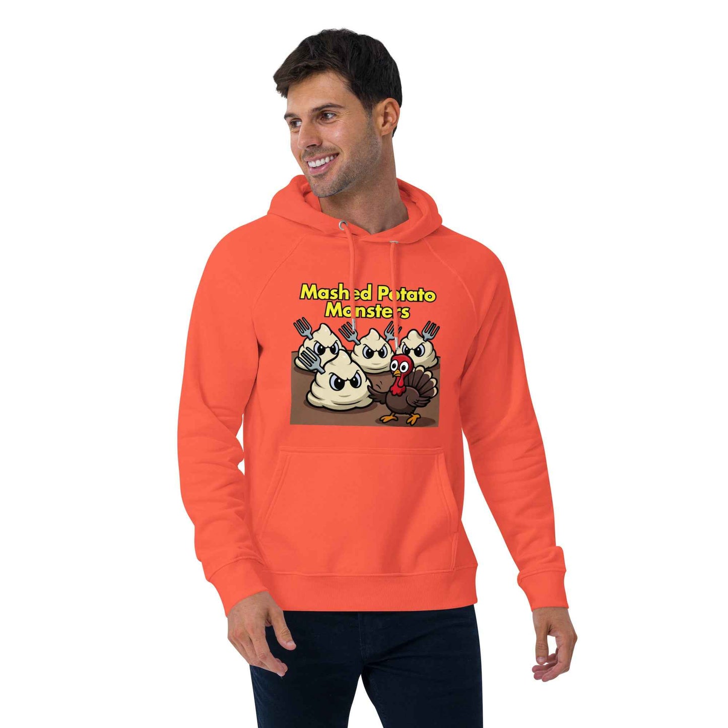 Mashed Potato Monsters Unisex eco raglan hoodie