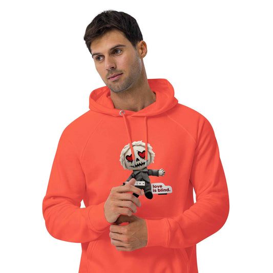 Heart Eyes Love is Blind Unisex eco raglan hoodie