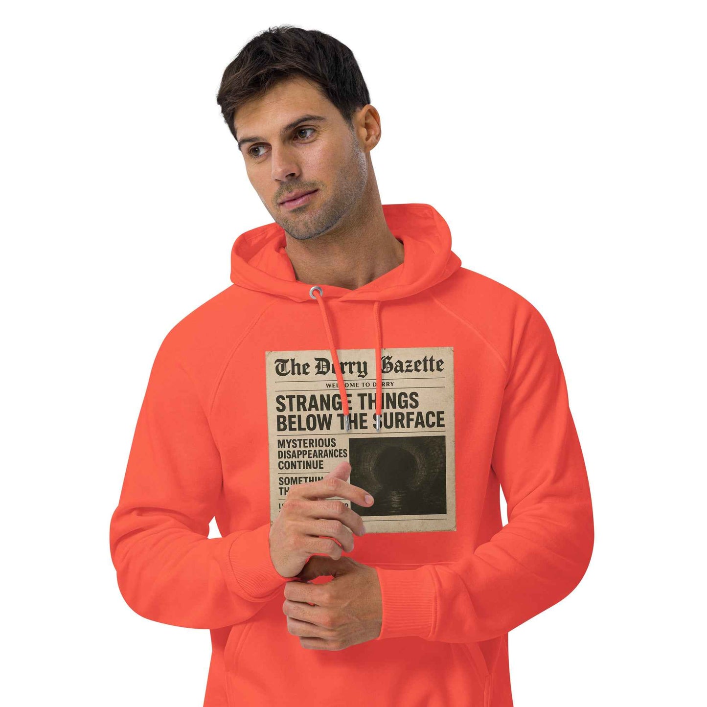 The Derry Gazette “Strange Things Below the Surface” Unisex eco raglan hoodie