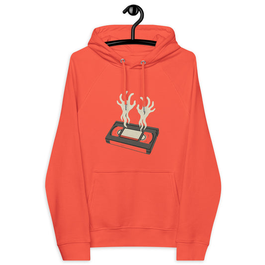 Cursed Media Unisex eco raglan hoodie  from Rare Plus Apparel – unique movie & pop culture inspired design.