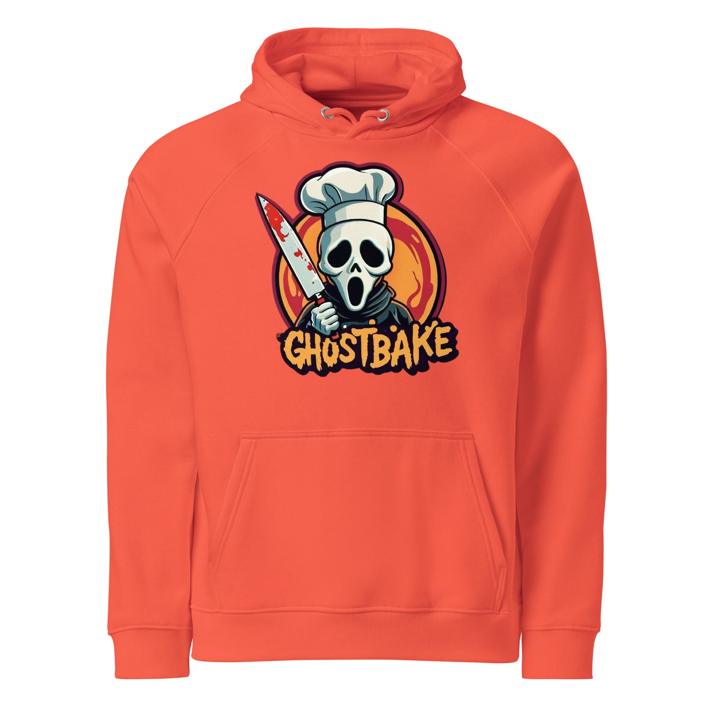 GhostBake Unisex eco raglan hoodie  from Rare Plus Apparel – unique movie & pop culture inspired design.