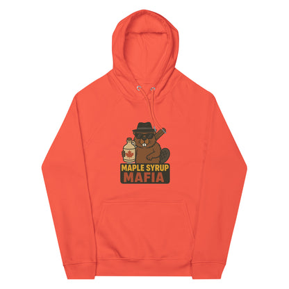 Maple Syrup Mafia Unisex eco raglan hoodie  from Rare Plus Apparel – unique movie & pop culture inspired design.