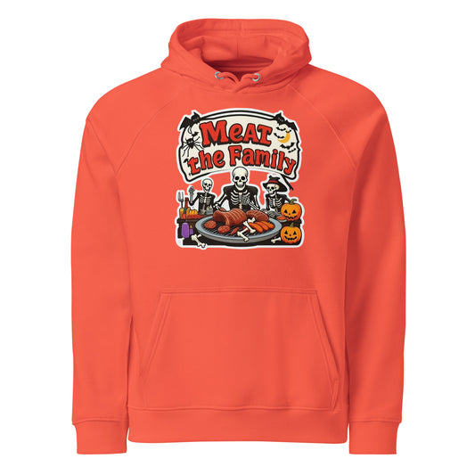 Meat The Family Unisex eco raglan hoodie  from Rare Plus Apparel – unique movie & pop culture inspired design.