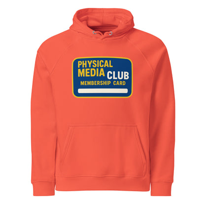 Physical Media Club Unisex eco raglan hoodie  from Rare Plus Apparel – unique movie & pop culture inspired design.