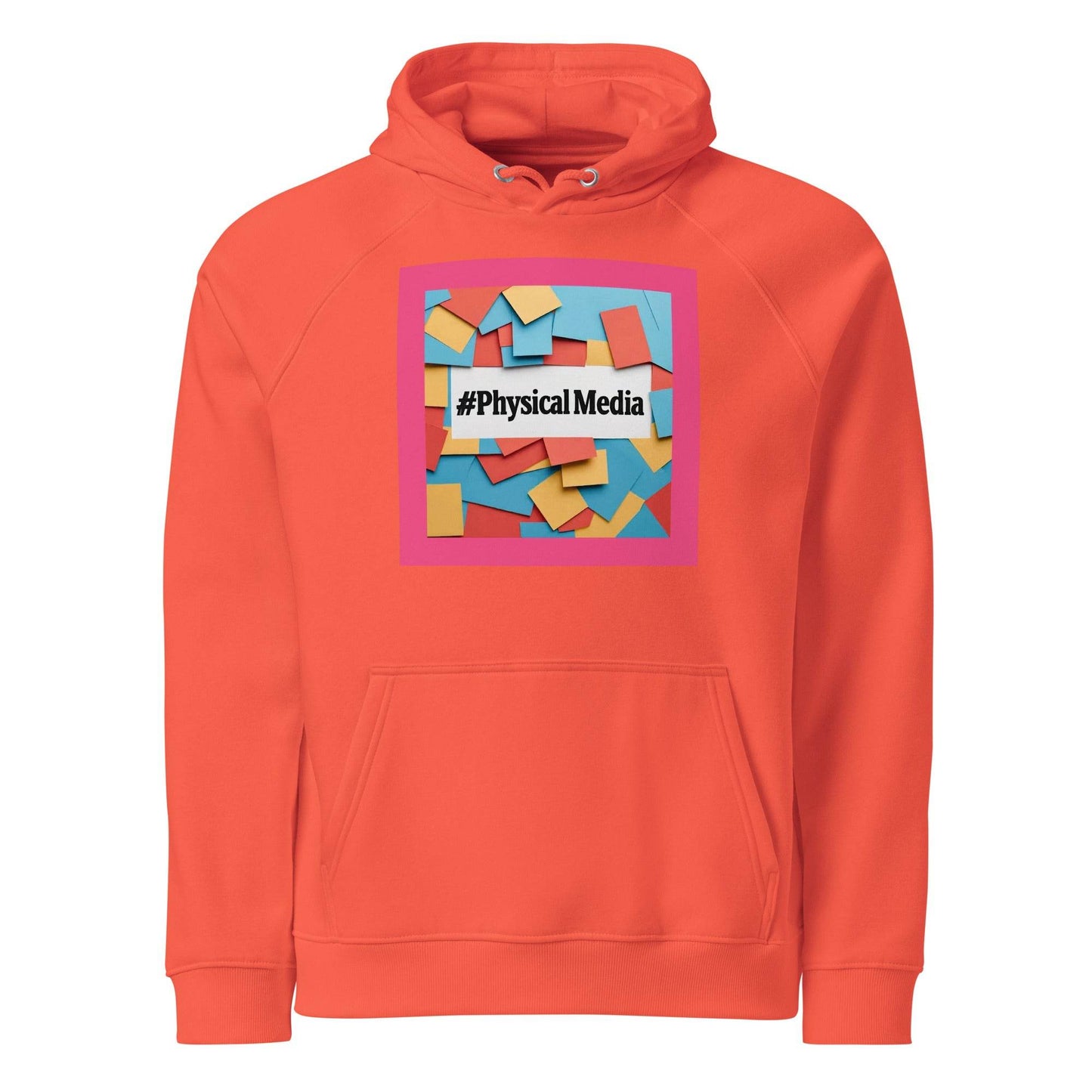 #PhysicalMedia Unisex eco raglan hoodie  from Rare Plus Apparel – unique movie & pop culture inspired design.