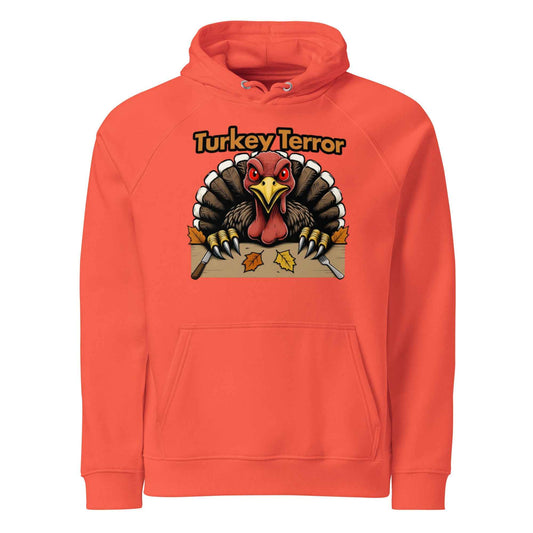 “Turkey Terror” Feast of Fear Unisex eco raglan hoodie