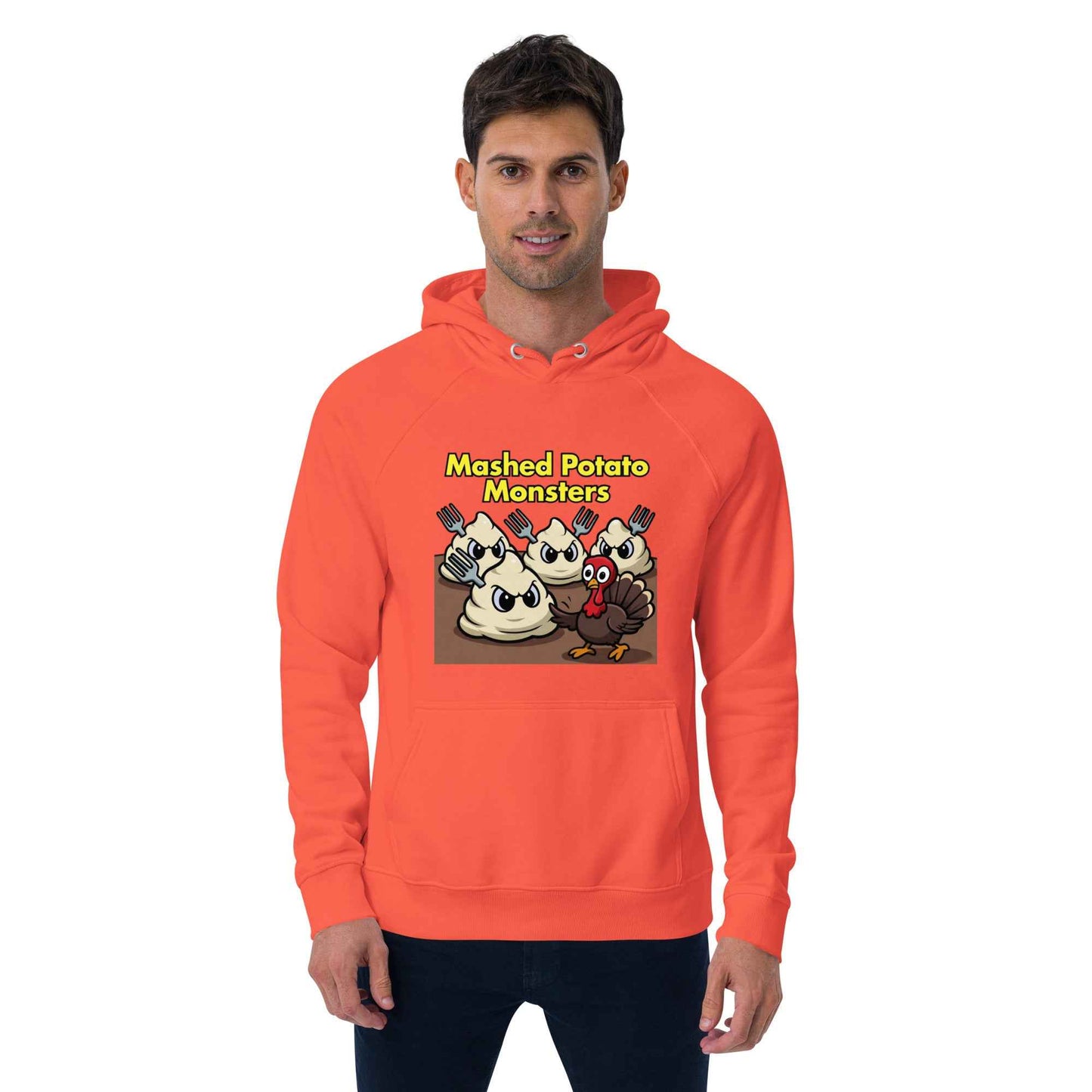 Mashed Potato Monsters Unisex eco raglan hoodie