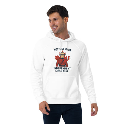 Not 51st State Mountie Unisex eco raglan hoodie  from Rare Plus Apparel – unique movie & pop culture inspired design.