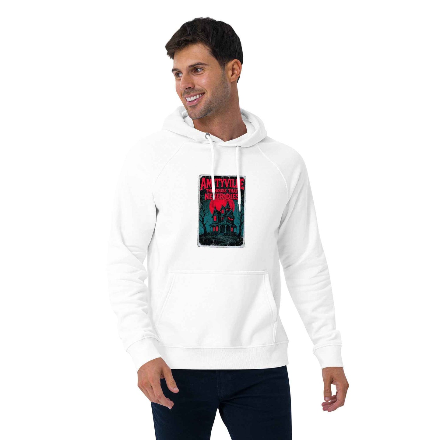 Amityville — The House That Never Dies Unisex eco raglan hoodie