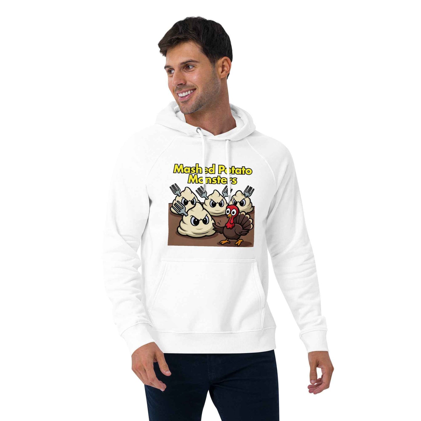 Mashed Potato Monsters Unisex eco raglan hoodie