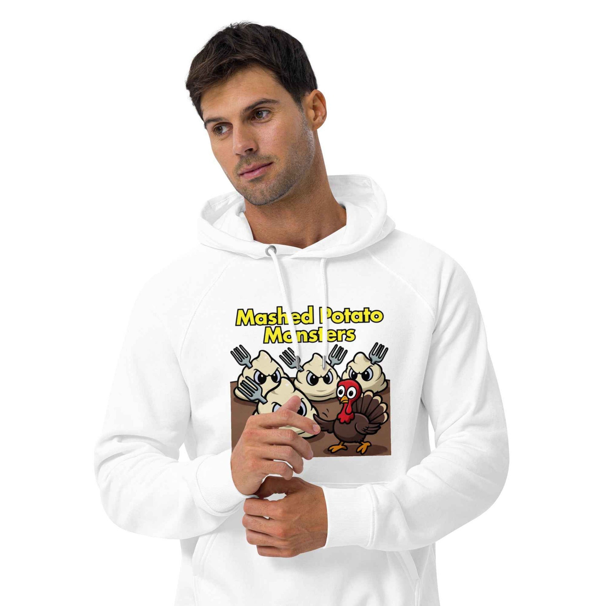 Mashed Potato Monsters Unisex eco raglan hoodie