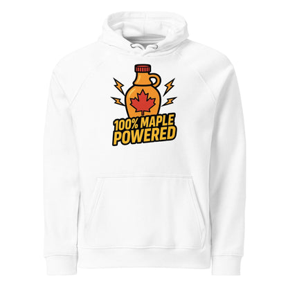 100% Maple Powered Unisex eco raglan hoodie  from Rare Plus Apparel – unique movie & pop culture inspired design.