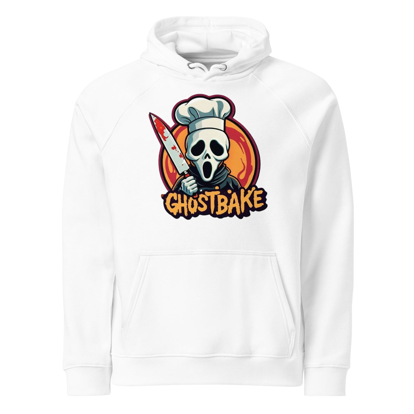 GhostBake Unisex eco raglan hoodie  from Rare Plus Apparel – unique movie & pop culture inspired design.