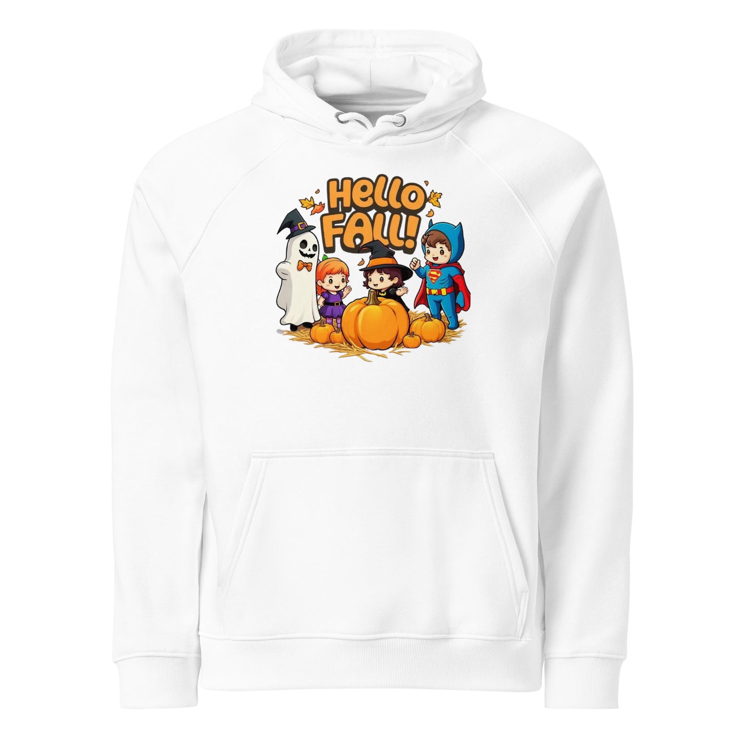 Hello Fall Unisex eco raglan hoodie  from Rare Plus Apparel – unique movie & pop culture inspired design.