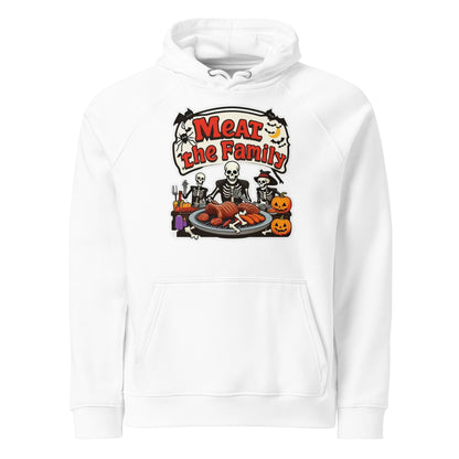 Meat The Family Unisex eco raglan hoodie  from Rare Plus Apparel – unique movie & pop culture inspired design.