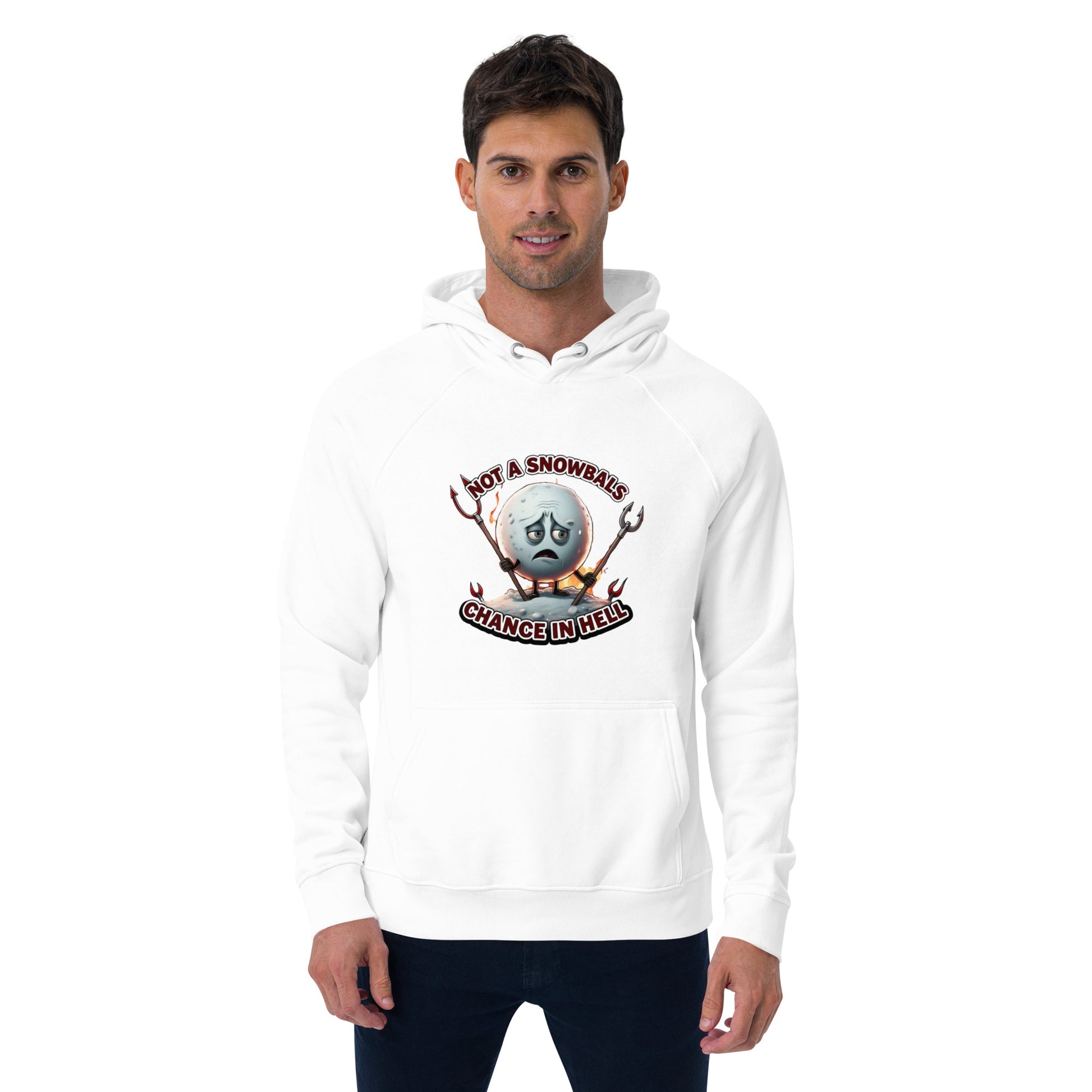 Not a Snowball’s Chance in Hell Unisex eco raglan hoodie  from Rare Plus Apparel – unique movie & pop culture inspired design.