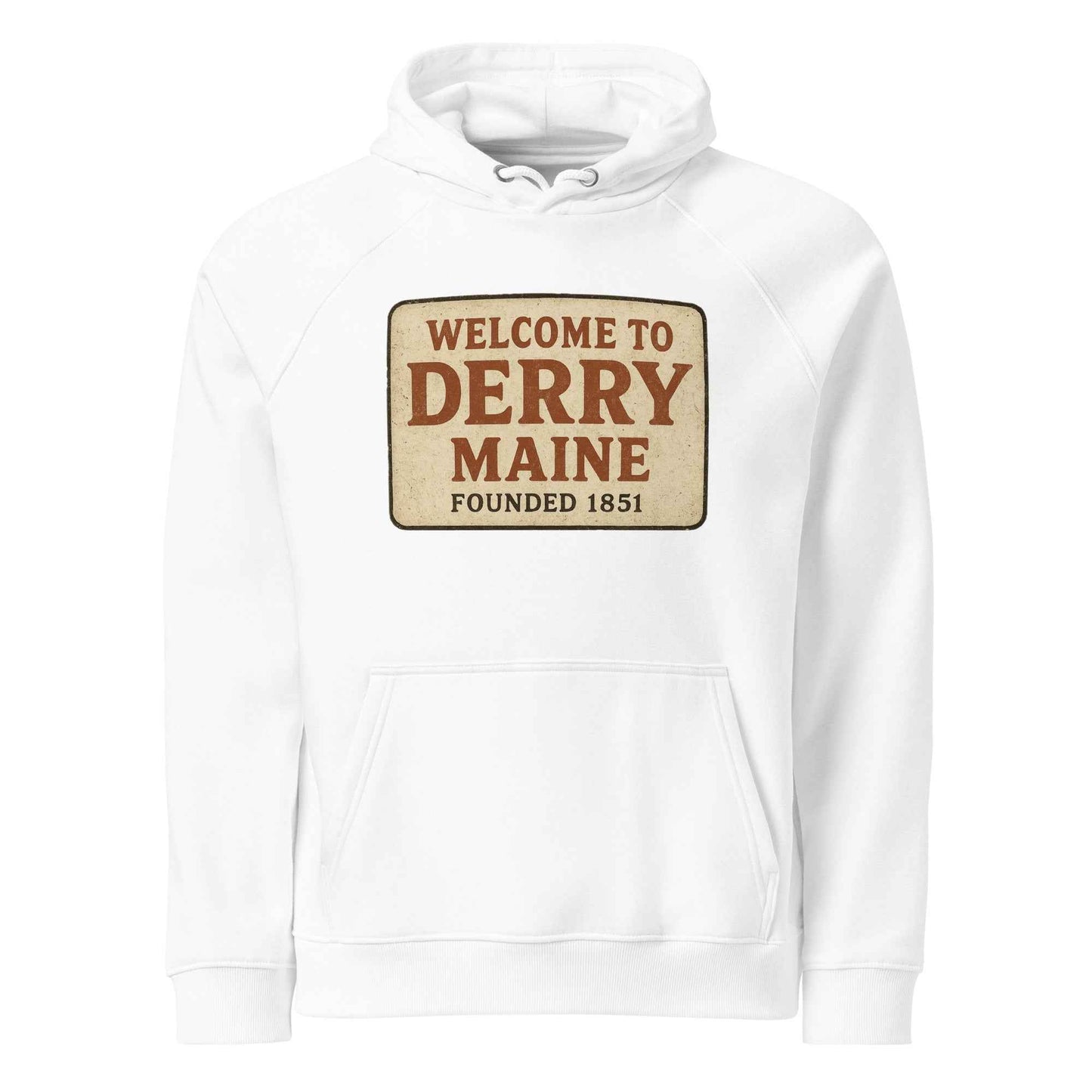 Welcome to Derry, Maine: Founded 1851 Unisex eco raglan hoodie