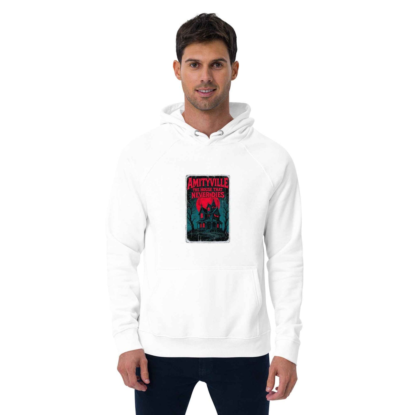 Amityville — The House That Never Dies Unisex eco raglan hoodie