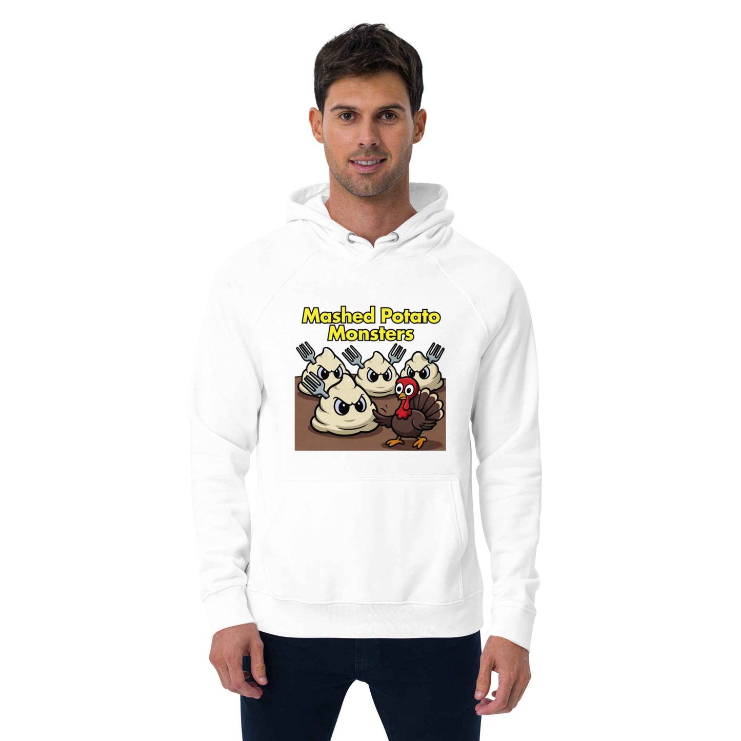 Mashed Potato Monsters Unisex eco raglan hoodie